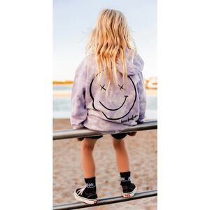 Beau Hudson Kids Happy Hoodie Size 5 Purple Tie Die New Smile Long Sleeve Cotton